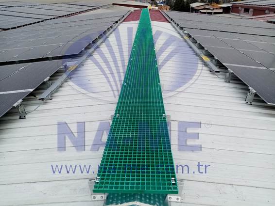Roof walkway FRP grating application