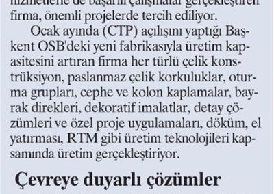 Milliyet Gazetesi'ndeki NA-ME çevreci çözümler haberi