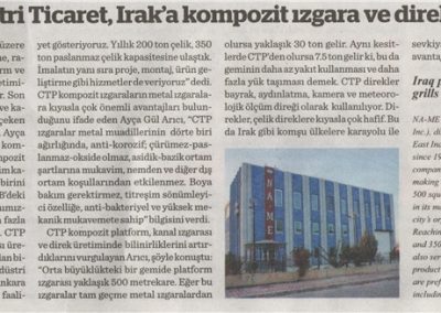 Dünya Gazetesi'ndeki NA-ME kompozit ürünleri haberi