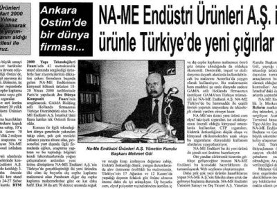 Bizim Dünya Gazetesi'ndeki NA-ME sanayi haberi