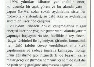 EkoSteel dergisindeki NA-ME yenilenebilir enerji yazısı