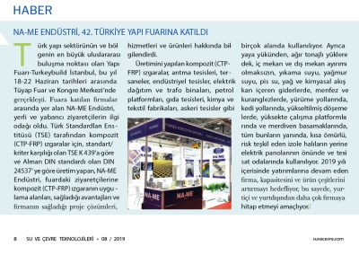 Su ve Çevre Teknolojileri dergisindeki NA-ME yapı fuarı haberi