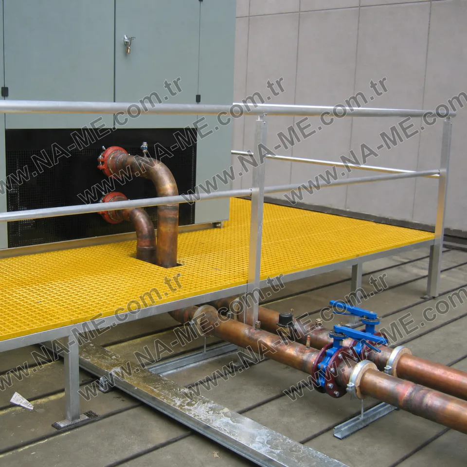 Su arıtma tesisinde proses ünitesi çevresinde FRP ızgara platform