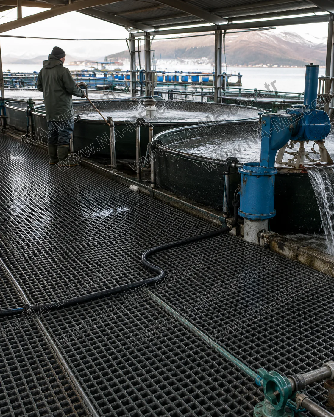 Su ürünleri tesisinde CTP ızgara çalışma zemini