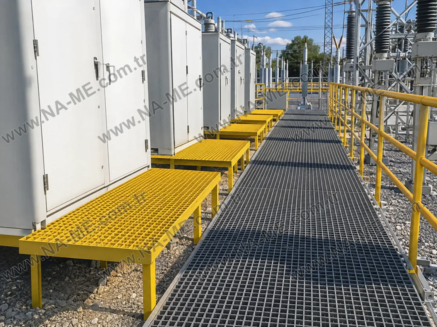 Açık saha trafo merkezinde CTP ızgara yürüme platformu