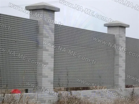 FRP grating infill panels on a garden wall