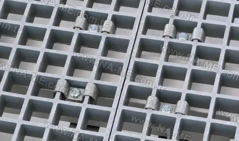 Close-up of a grating connector fitting