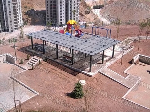 FRP grating shade structure in a park