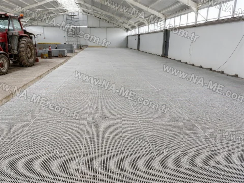 FRP grating flooring in a livestock facility