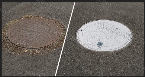 Rusty metal vs FRP manhole cover comparison