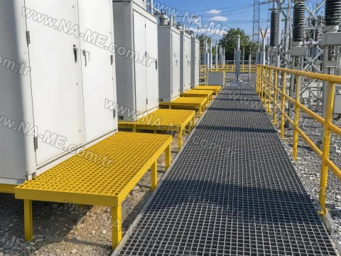 FRP grating walkway platform at a transformer station