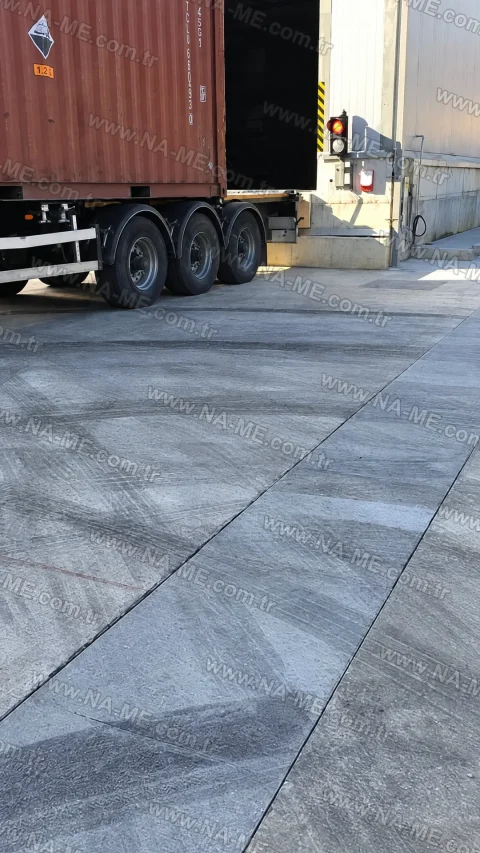 Trench covers in a truck loading yard